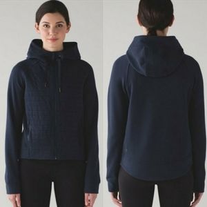 Lululemon women's Fleece Be True Quilted Hoodie Jacket navy blue size 10